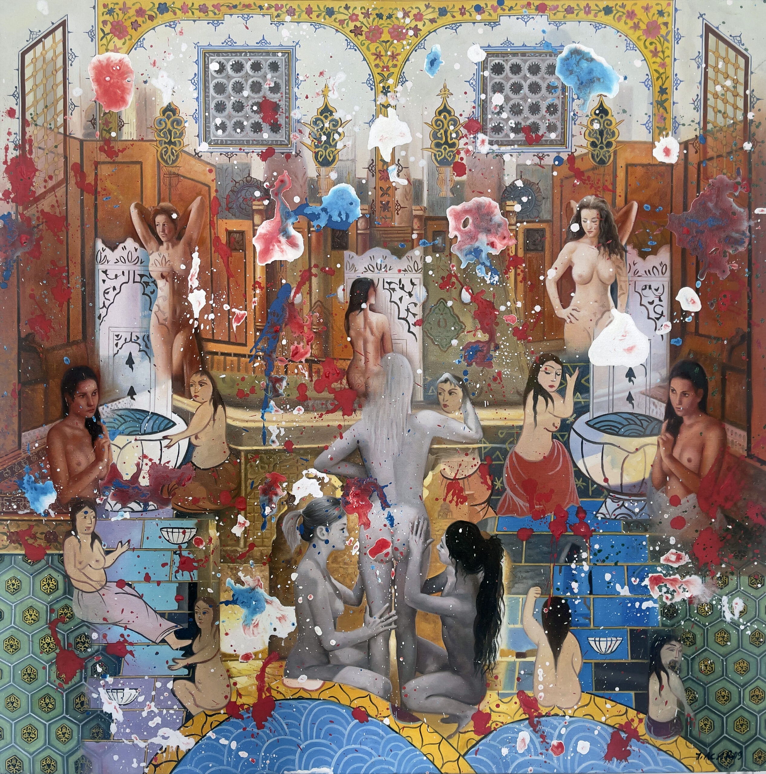 100x100cm hamam oıl on canvas2009