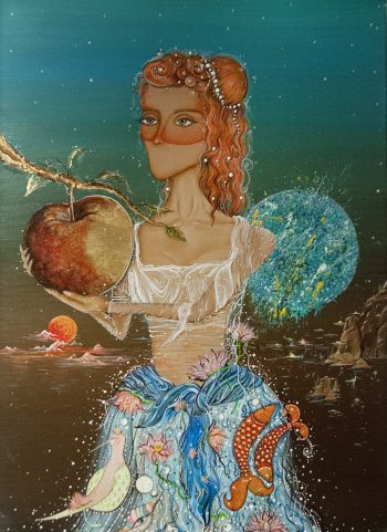 Acrylic and gold leaf on canvas 70×50 cm