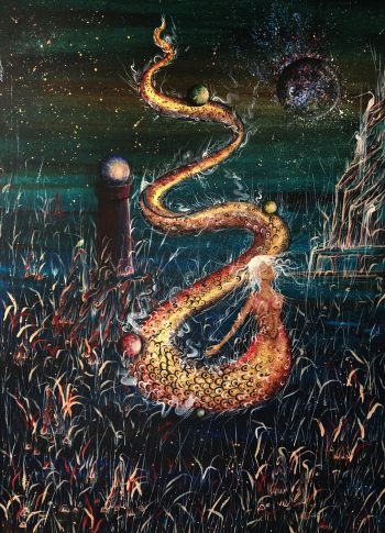 Canebrake / Acrylic and gold leaf on canvas 70×50