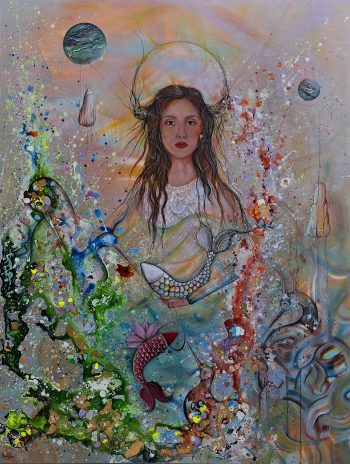 Isle of alga / Acrylic and gold leaf on canvas 120×90  2024