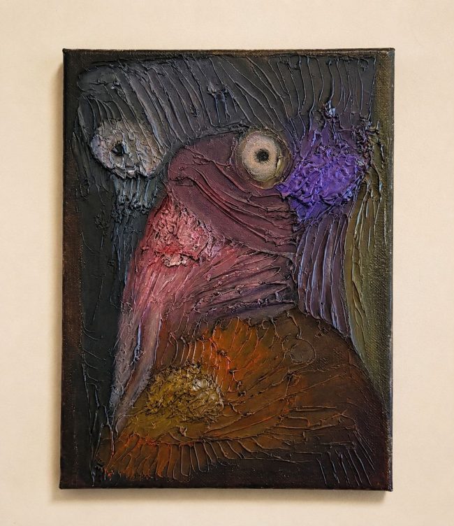 “Prisoners of bad intentions” Oil on canvas looking image
